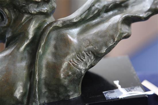 Alexandre Kelety (1918-1940). A bronze bust of Mermoz The Aviator, length 15in. height 8in., with black marble plinth